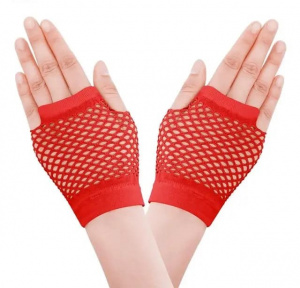 Перчатки на ладонь в сетку без пальчиков красные