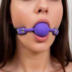 Кляп "Silence" с сиреневым силиконовым шаром 