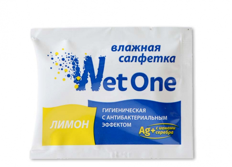 Салфетка влажная "WetOne Лимон" в индивидуальной упаковке, 1шт