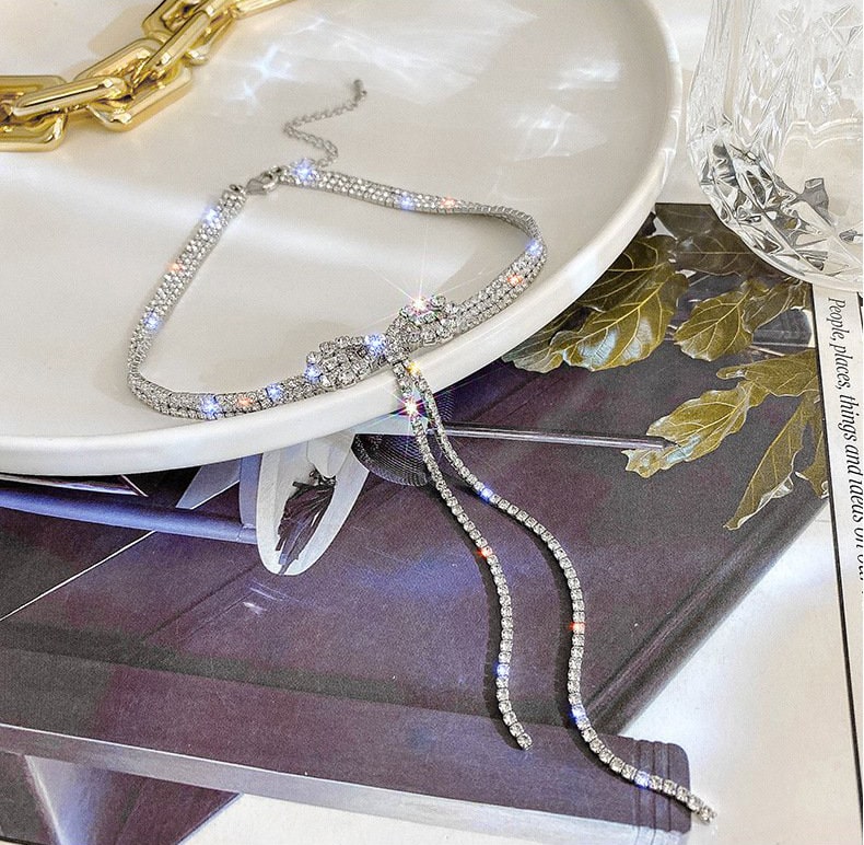 Ошейник портупея со стразами