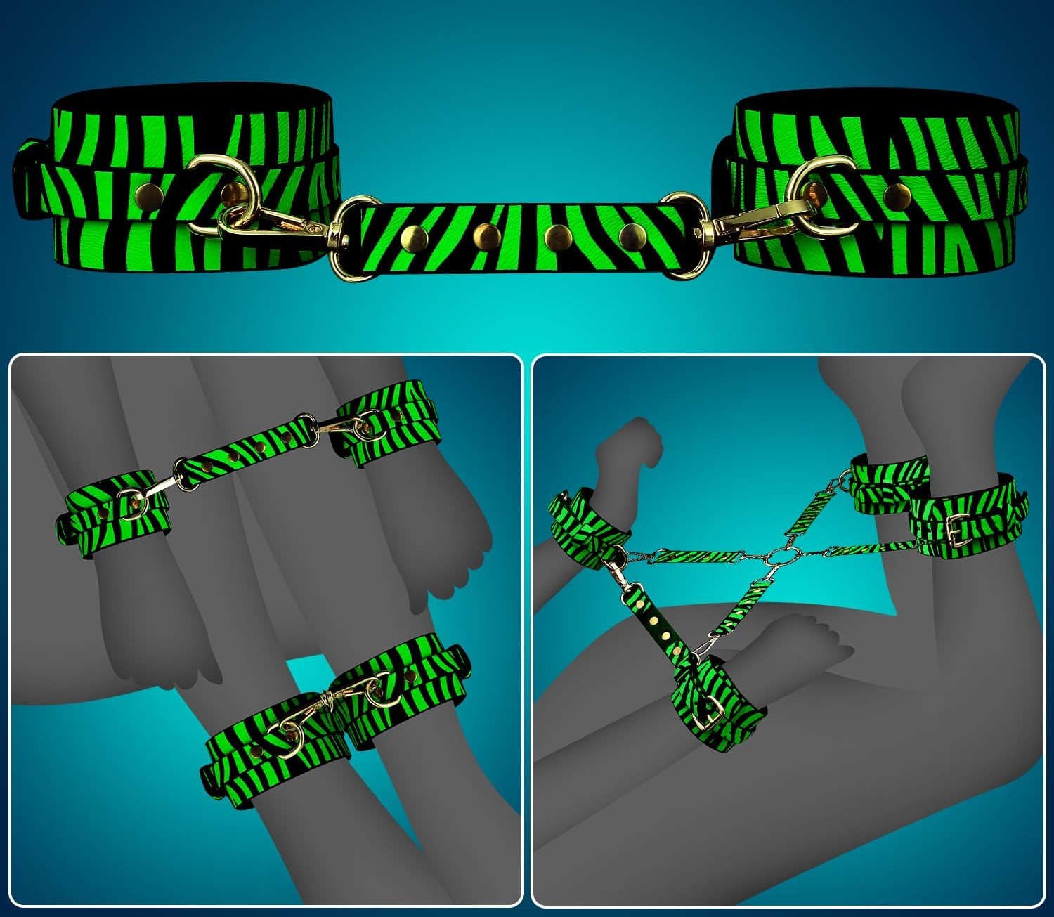 EroHot Glow Комплект БДСМ аксессуаров 8 предметов, светящийся в темноте