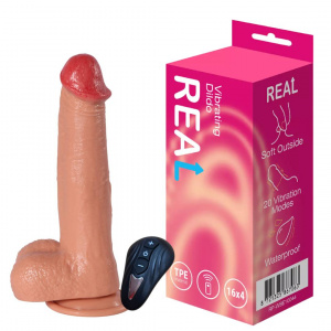 Real Реалистичный фаллоимитатор с функцией вибрации с пультом ДУ, диаметр 4,5см