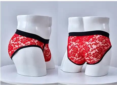 Трусы мужские "Floral", кружевные красные