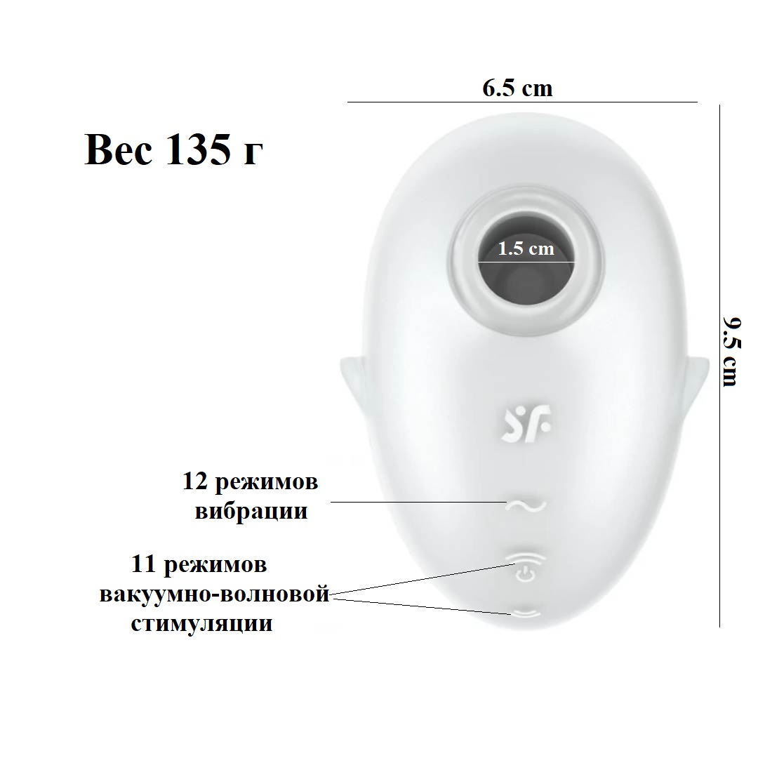 Satisfyer Вакуум-волновой стимулятор клитора с вибрацией Cutie Ghost, силикон, белый