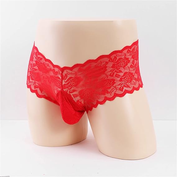 Трусы шорты мужские "Orihim" кружевные красные