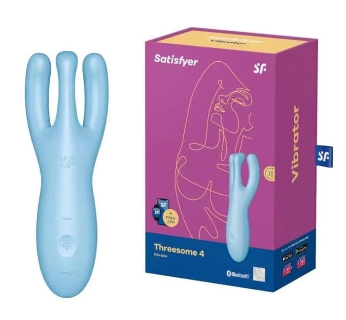 Satisfyer Вибромассажер для стимуляции клитора и сосков Threesome, голубой