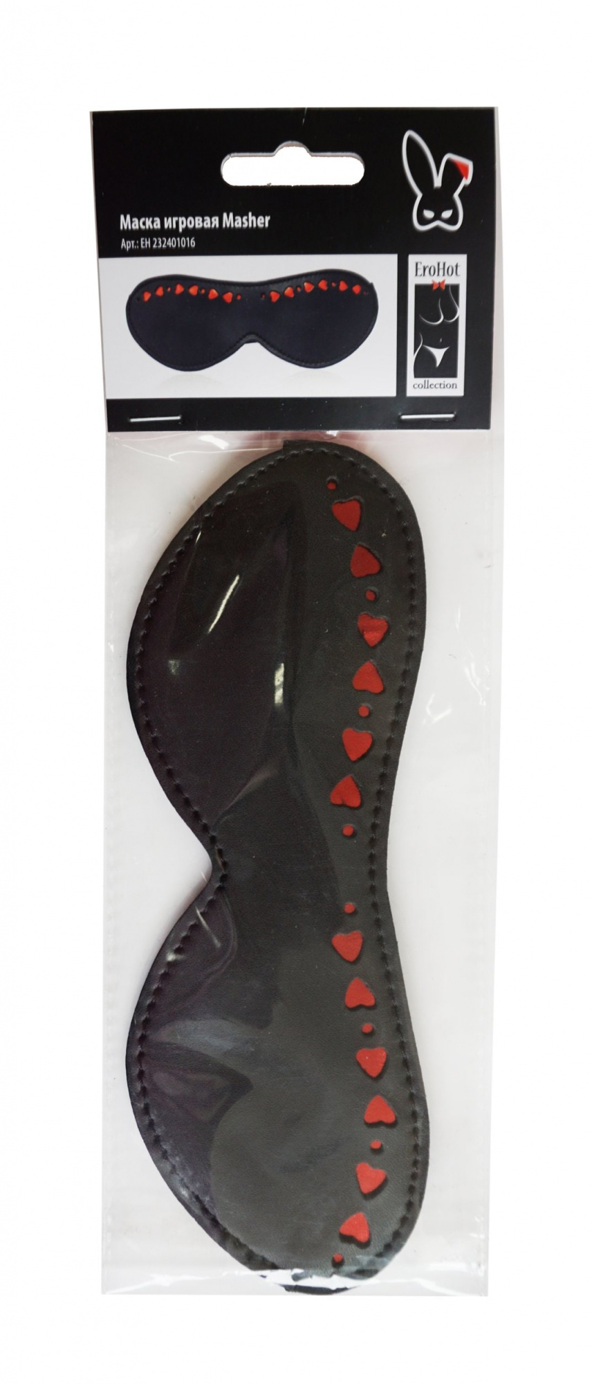 Маска игровая сплошная  с красными сердечками Masher