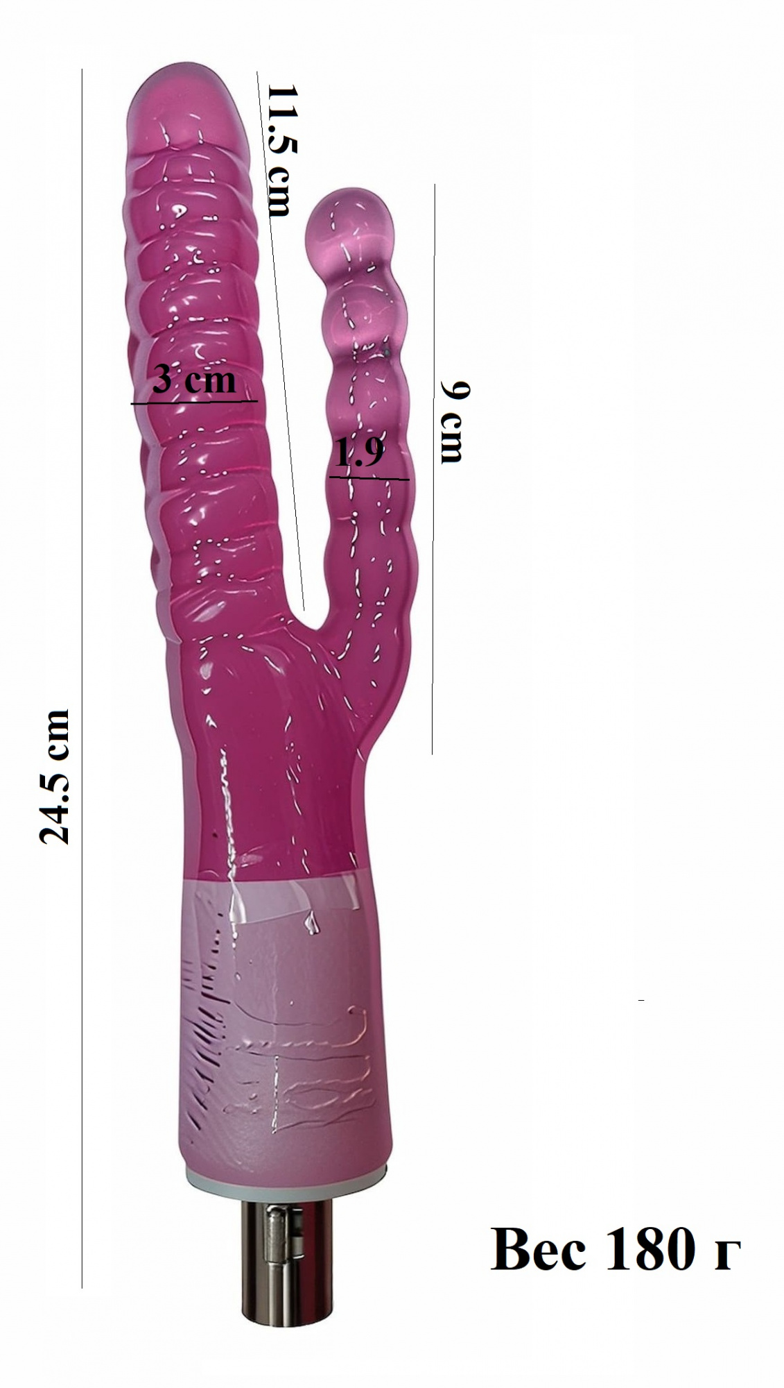 Фаллоимитатор насадка гелевая двойная сменная для секс машины 